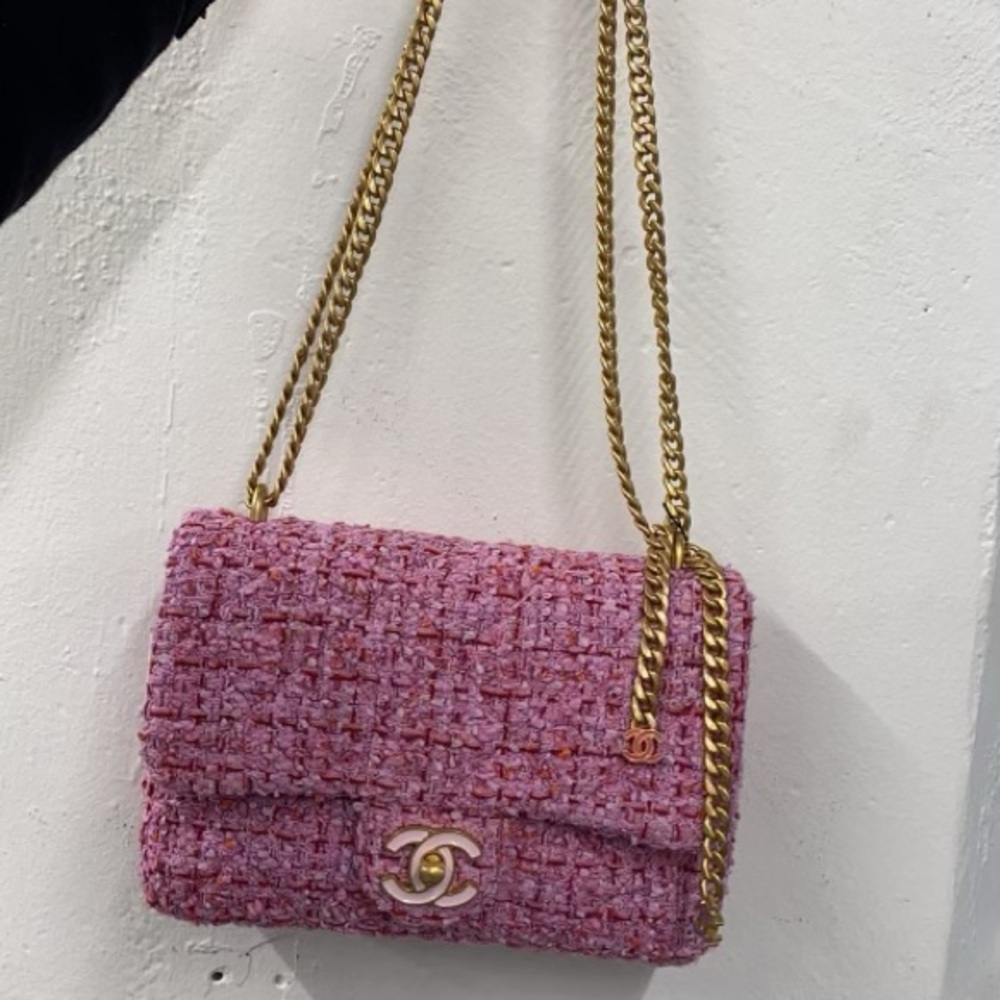Authentic pink Chanel tweed bag